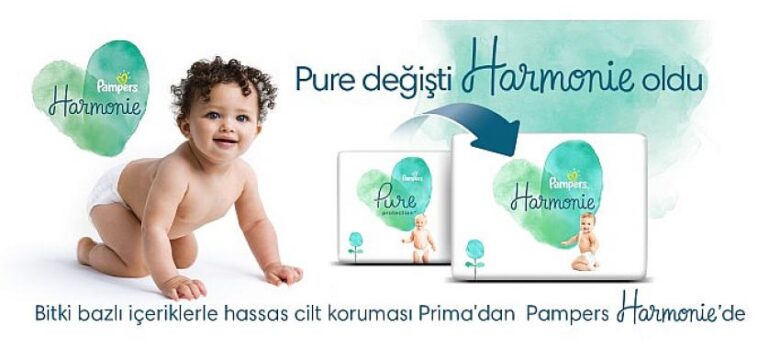 Sevdiğiniz ve korumasına güvendiğiniz Prima’dan Pampers Pure artık Pampers Harmonie olarak bebekleri sarıyor!