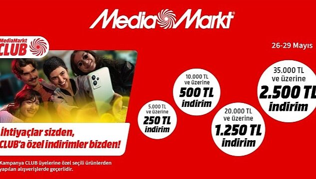 MediaMarkt'tan CLUB üyelerine özel   2.500 TL'ye varan indirim