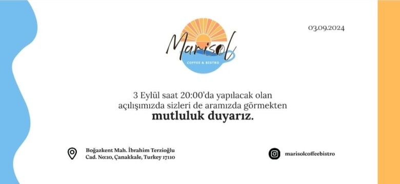 DENİZ VE GÜNEŞİN BULUŞMA NOKTASI: MARİSOL COFFEE BİSTRO KEPEZ SAHİLİ’NDE AÇILIYOR