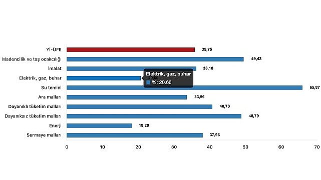 Tüik: Yurt İçi Üretici Fiyat Endeksi (Yİ-ÜFE) yıllık %35,75 arttı, aylık %1,68 arttı